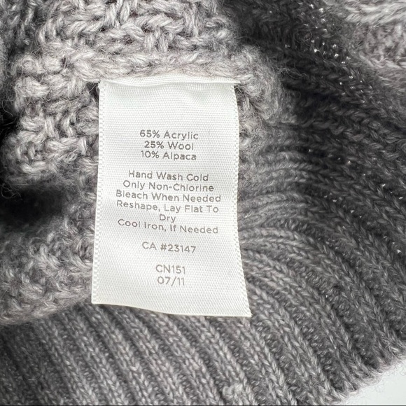 Talbots alpaca wool blend sweater knit grey turtleneck P - Picture 8 of 9